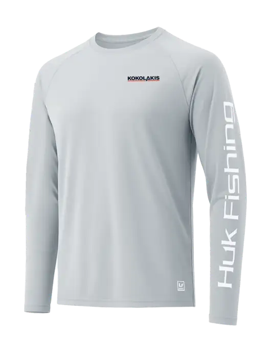 HUK Light Grey LoPro Pursuit Long Sleeve T-Shirt w/Kokolakis Logo