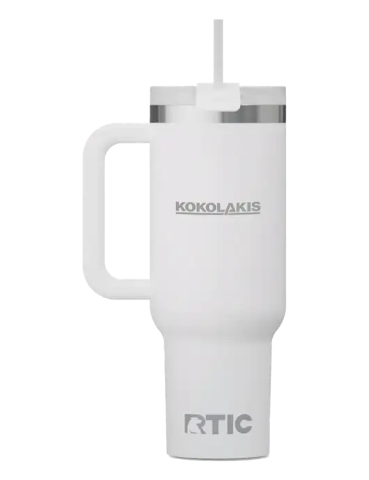 RTIC Road Trip 40 oz White Tumbler  w/Kokolakis Logo