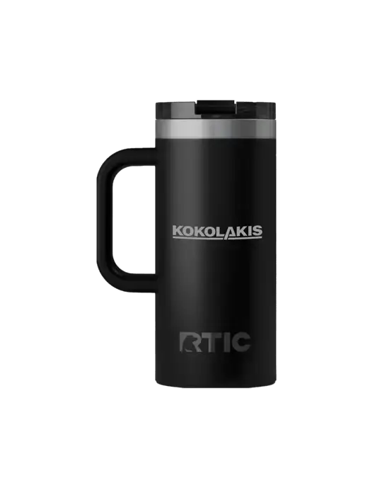 RTIC Road Trip 16 oz Black Travel Mug w/Kokolakis Logo
