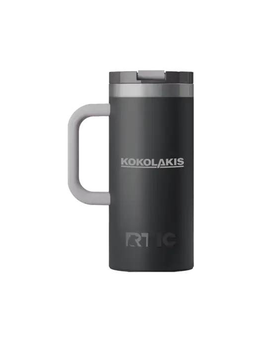 RTIC Road Trip 16 oz Charcoal Travel Mug w/Kokolakis Logo