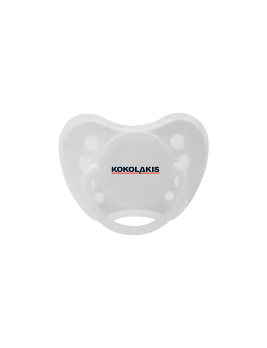 Silicone White Pacifier with Clear Cover w/Kokolakis Logo