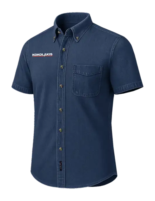 Short Sleeve Navy Denim Shirt w/Kokolakis Logo