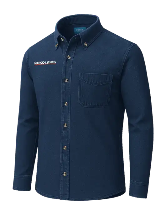 Long Sleeve Navy Denim Shirt
 w/Kokolakis Logo