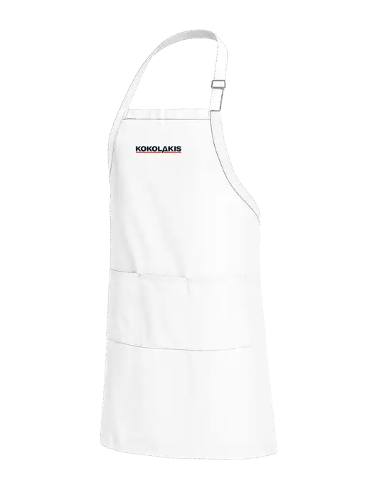 Easy Care Extra Long Bib White Apron with Stain Release w/Kokolakis Logo