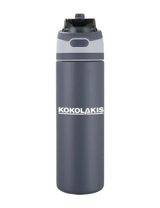 Medium Dark Grey Sip or Flip 24oz Vacuum Insulated Stainless Steel Bottle  w/Kokolakis Logo