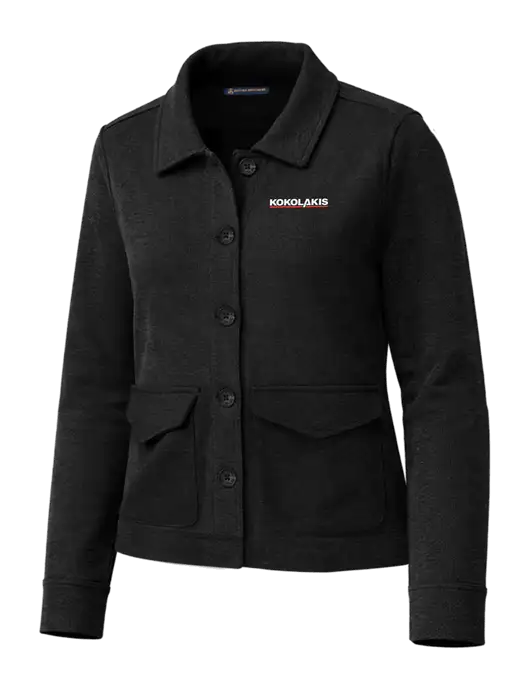 Brooks Brothers Womens Mid-Layer Black Heather Stretch Button Jacket w/Kokolakis Logo
