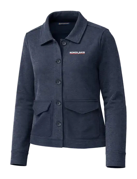 Brooks Brothers Womens Mid-Layer Dark Navy Heather Stretch Button Jacket w/Kokolakis Logo