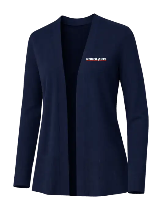 Brooks Brothers Womens Cotton Stretch Long Navy Cardigan Sweater w/Kokolakis Logo