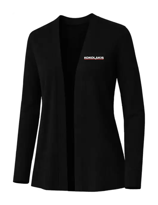 Brooks Brothers Womens Cotton Stretch Long Black Cardigan Sweater w/Kokolakis Logo