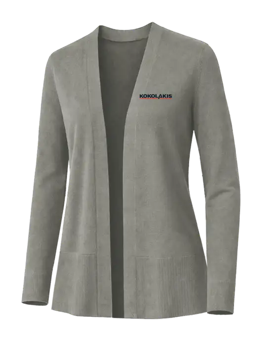 Brooks Brothers Womens Cotton Stretch Long Light Grey Cardigan Sweater w/Kokolakis Logo