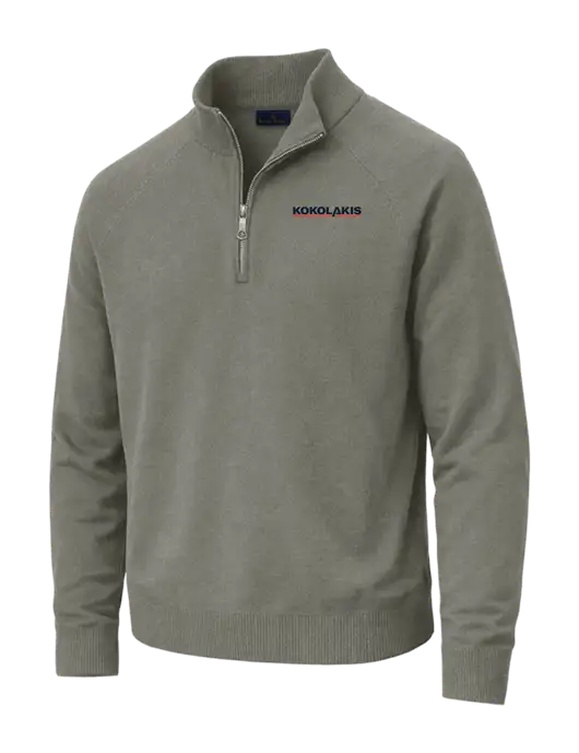 Brooks Brothers Cotton Stretch 1/4-Zip Light Grey Heather Sweater w/Kokolakis Logo
