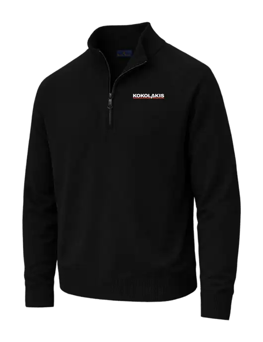 Brooks Brothers Cotton Stretch 1/4-Zip Black Sweater w/Kokolakis Logo