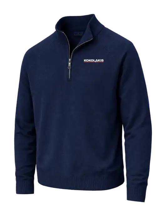 Brooks Brothers Cotton Stretch 1/4-Zip Navy Sweater w/Kokolakis Logo