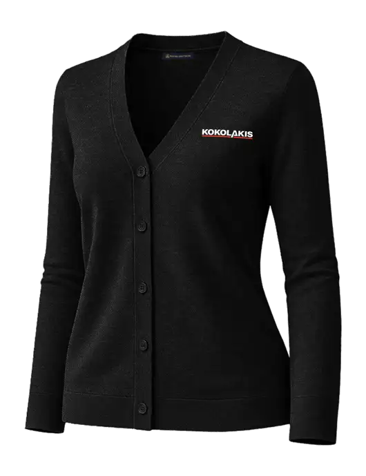 Brooks Brothers Womens Cotton Stretch Black Cardigan Sweater w/Kokolakis Logo