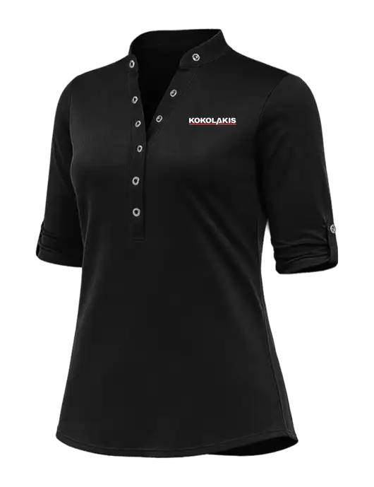 OGIO Womens Crush Henley Black 3/4 Sleeve Shirt w/Kokolakis Logo