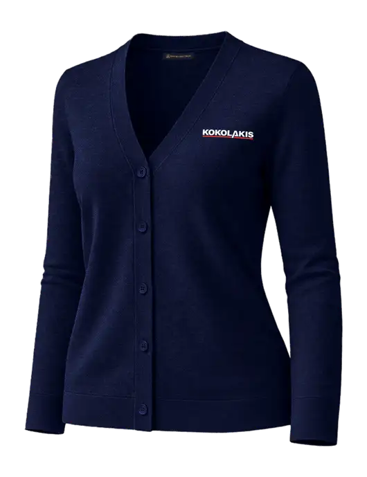 Brooks Brothers Womens Cotton Stretch Dark Navy Cardigan Sweater w/Kokolakis Logo