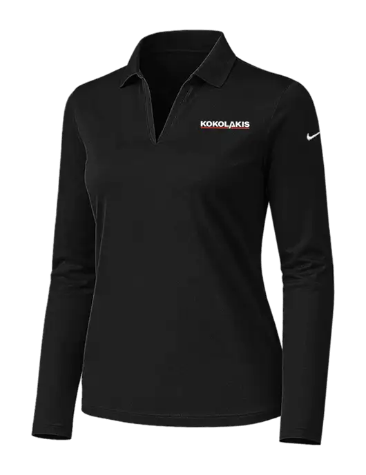Nike Womens Black Dri-FIT Micro Pique 2.0 Long Sleeve Polo w/Kokolakis Logo
