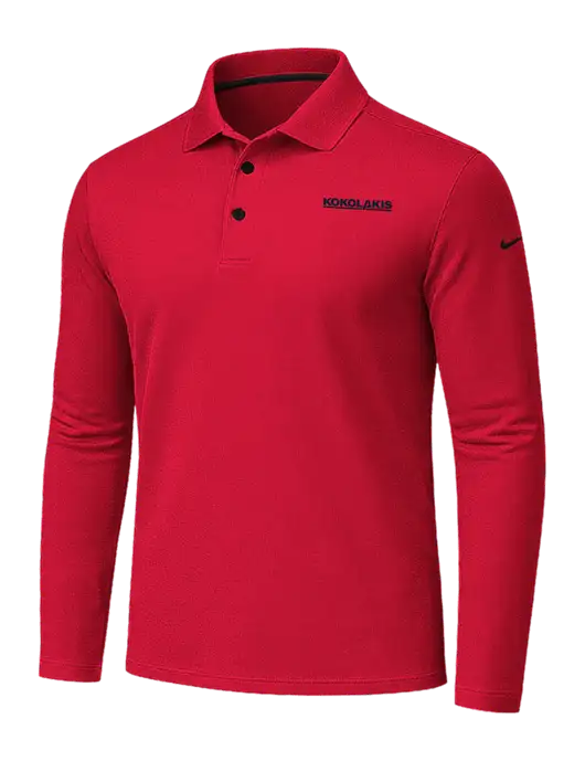 Nike Red Dri-FIT Micro Pique 2.0 Long Sleeve Polo w/Kokolakis Logo
