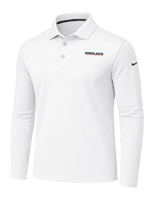 Nike White Dri-FIT Micro Pique 2.0 Long Sleeve Polo w/Kokolakis Logo