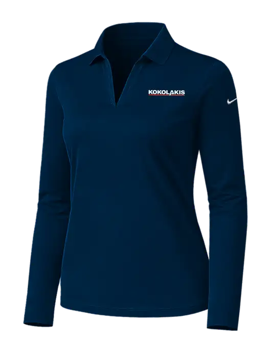 Nike Womens Navy Dri-FIT Micro Pique 2.0 Long Sleeve Polo w/Kokolakis Logo