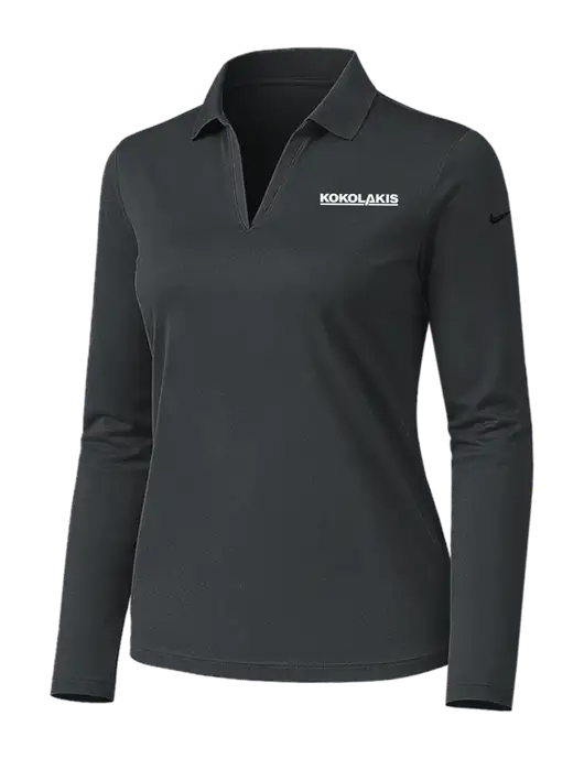 Nike Womens Dark Grey Dri-FIT Micro Pique 2.0 Long Sleeve Polo w/Kokolakis Logo